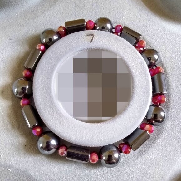 Calm and in Control! Thick + Chunky + Heavy! Spunky Hematite Bracelet + Earrings - Picture 6 of 9